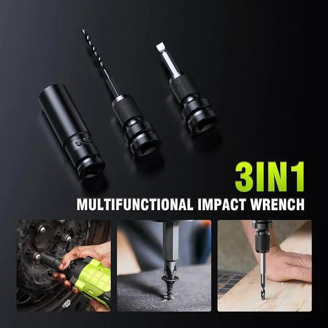 Alt view image 5 of 7 - Cordless Impact Wrench, 406Ft-lbs (550N.m) Brushless 1/2 inch, 2800RPM High Torque Impact Gun, 2x 4.0Ah Battery, Charger, 4 Sockets, Electric Impact Wrench for Car Home