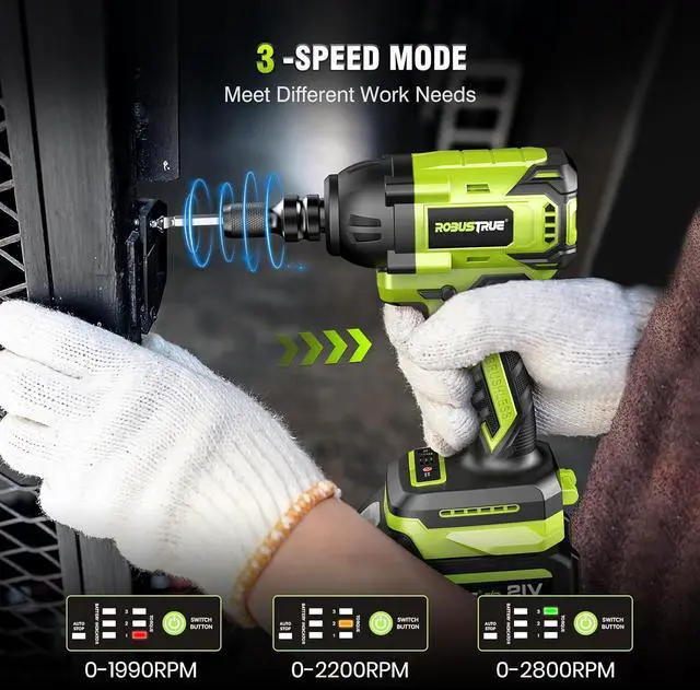 Alt view image 6 of 7 - Cordless Impact Wrench, 406Ft-lbs (550N.m) Brushless 1/2 inch, 2800RPM High Torque Impact Gun, 2x 4.0Ah Battery, Charger, 4 Sockets, Electric Impact Wrench for Car Home