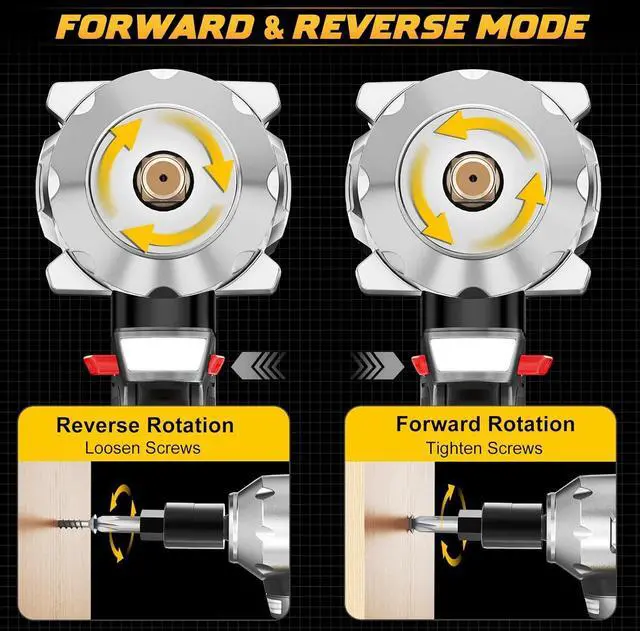 Alt view image 6 of 7 - Cordless Impact Wrench 1/2 inch for DeWalt 20v Battery, Impact Wrench 900Ft-lbs(1200N.m) High Torque Brushless Electric Impact Gun, Power Impact Driver with 4-Mode Speed, LED Work Light(no battery)