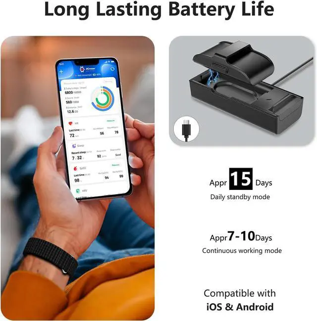 Alt view image 3 of 7 - Smart Health Wristband, Wearable Activity & Fitness Tracker for Multi-Sport Mode, All-Day Automatic Continuous Monitoring of Health Data, Improve Sleep, Stress & Wellness, with Free App, Black