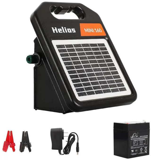 Main image of 10 Miles Solar Electric Fence Charger with Day or Night Mode, 0.11 Joule Portable Solar Fence Charger for Livestock