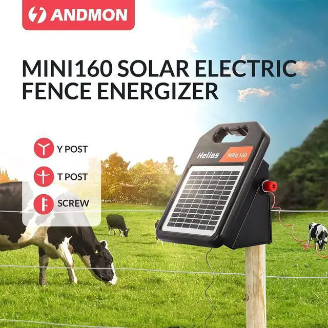 Alt view image 5 of 7 - 10 Miles Solar Electric Fence Charger with Day or Night Mode, 0.11 Joule Portable Solar Fence Charger for Livestock
