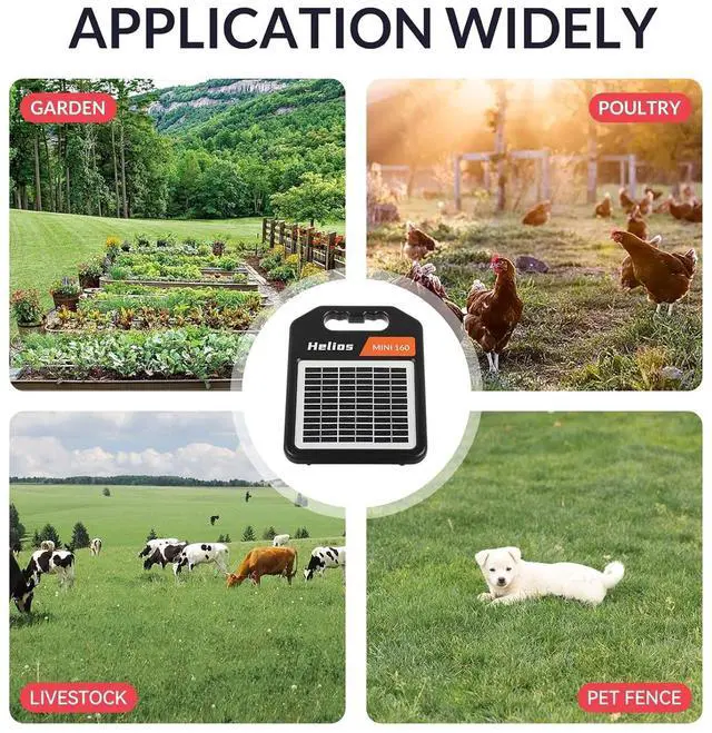 Alt view image 7 of 7 - 10 Miles Solar Electric Fence Charger with Day or Night Mode, 0.11 Joule Portable Solar Fence Charger for Livestock
