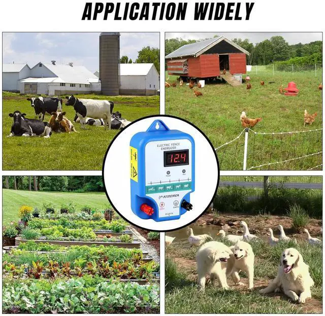 Alt view image 4 of 5 - Electric Fence Charger - Multi-Powered, 12 kV 3 Joules High-Power Output Energizer with LED Display, Repels Large Wildlife - Ideal for Livestock, Pet, Poultry, Gardens, Orchards Protection