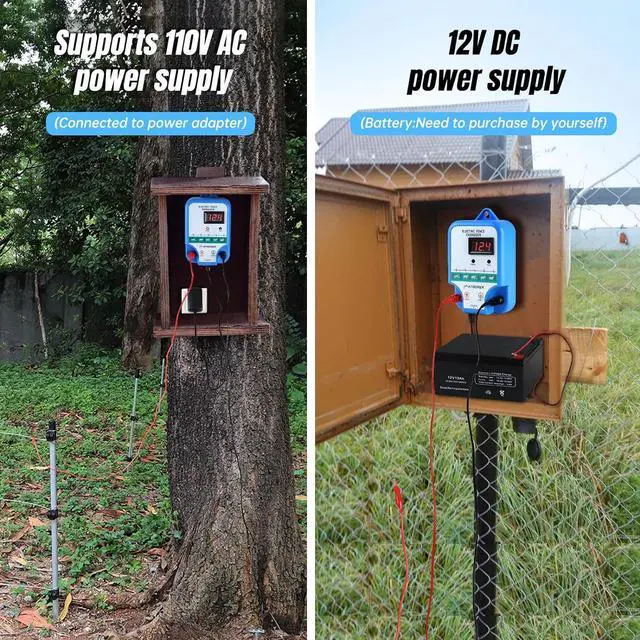 Alt view image 3 of 5 - Electric Fence Charger - Multi-Powered, 12 kV 3 Joules High-Power Output Energizer with LED Display, Repels Large Wildlife - Ideal for Livestock, Pet, Poultry, Gardens, Orchards Protection