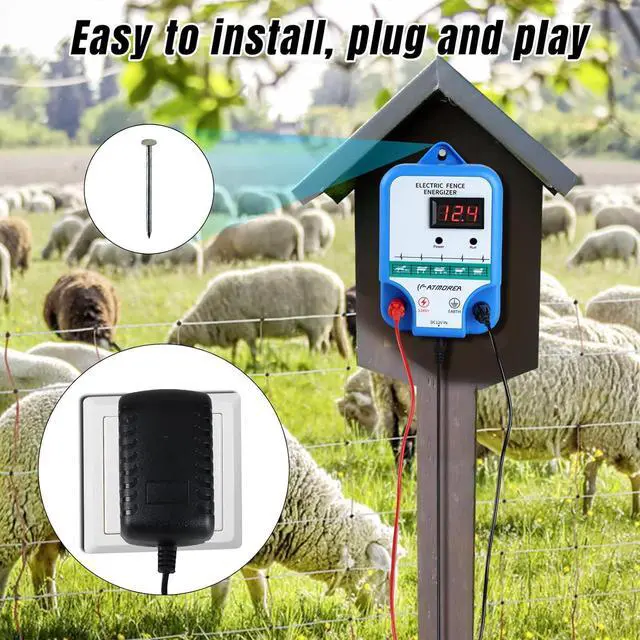 Alt view image 5 of 5 - Electric Fence Charger - Multi-Powered, 12 kV 3 Joules High-Power Output Energizer with LED Display, Repels Large Wildlife - Ideal for Livestock, Pet, Poultry, Gardens, Orchards Protection