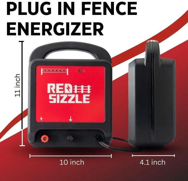 Alt view image 3 of 7 - Electric Fence Charger for Large Pastures | Red Sizzle 62M | Plug in Electric Fence Energizer | 6.5 Joule | Strong Electric Fence for Livestock or Keep Out Bear, Deer, and More