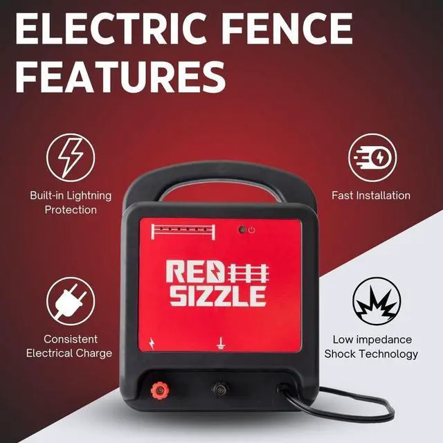 Alt view image 4 of 7 - Electric Fence Charger for Large Pastures | Red Sizzle 62M | Plug in Electric Fence Energizer | 6.5 Joule | Strong Electric Fence for Livestock or Keep Out Bear, Deer, and More