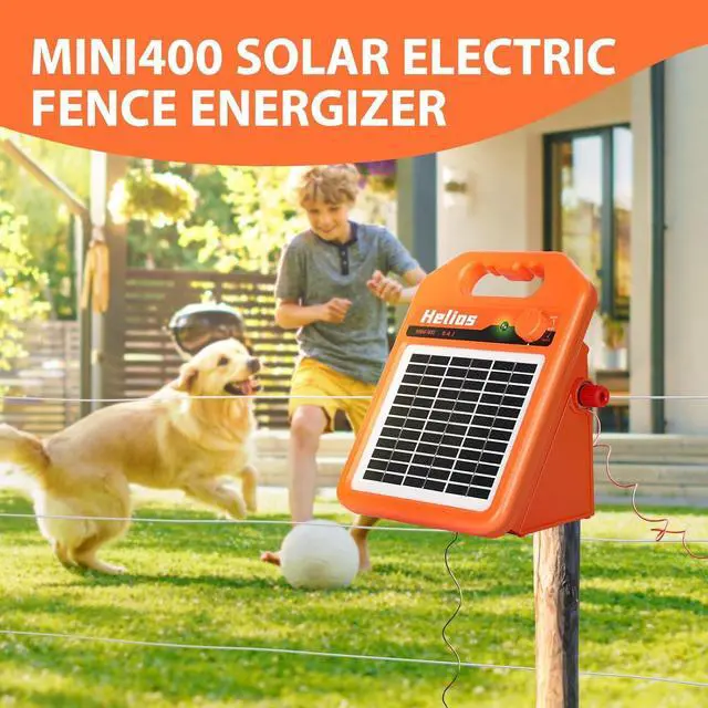 Alt view image 2 of 7 - MINI400 30 Miles Solar Electric Fence Charger, 0.4 Joule Solar Electric Fence for Livestock, Horses, Cattle Sheep, Solar Fence Charger with Day or Night Mode, Easy Installation