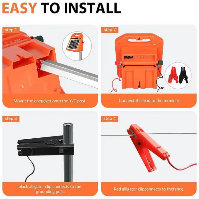 Alt view image 6 of 7 - MINI400 30 Miles Solar Electric Fence Charger, 0.4 Joule Solar Electric Fence for Livestock, Horses, Cattle Sheep, Solar Fence Charger with Day or Night Mode, Easy Installation