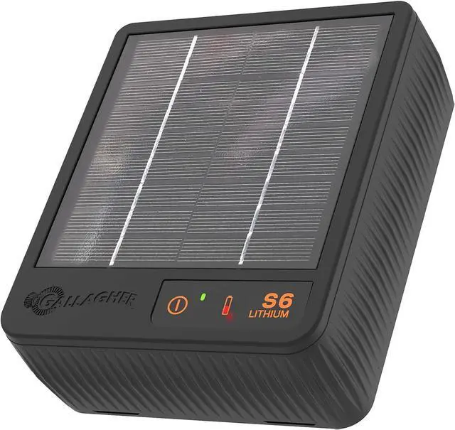 Main image of S6 Solar Electric Fence Charger | Protect Your Backyard and Pets | Solar Lithium Technology, 0.06 Stored Joule Energizer | Unique Post Mounting System | Portable and Super Tough