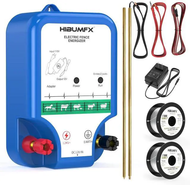 Main image of P4 Plus Electric Fence Energizer Plus Copper Ground Rod and Spool Aluminum Wire for Containing Dogs, Livestock and Preventing Wild Animals Intruding (P4 Plus Electric Fence Energizer Kit)