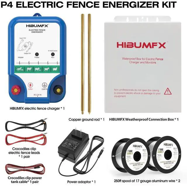 Alt view image 2 of 7 - P4 Plus Electric Fence Energizer Plus Copper Ground Rod and Spool Aluminum Wire for Containing Dogs, Livestock and Preventing Wild Animals Intruding (P4 Plus Electric Fence Energizer Kit)