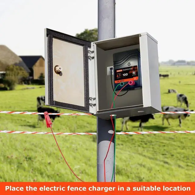 Alt view image 5 of 7 - Electric Fence Charger AC Powered 100 Miles 300 Acres, 110 Volt 6.7 Joule Plug-In Electric Fence Energizer, Output Voltage Max 10.2 kV for Livestock, Preventing Predators from Intruding