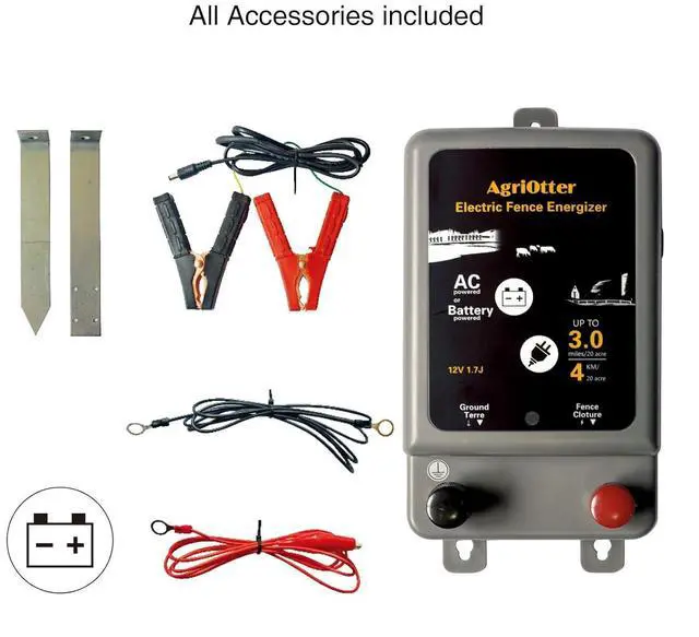 Alt view image 3 of 6 - Electric Fence Energizer 15 Acre 2 in 1 Powered by Battery or AC Outlet 8000V 1.75J Pulse Electric