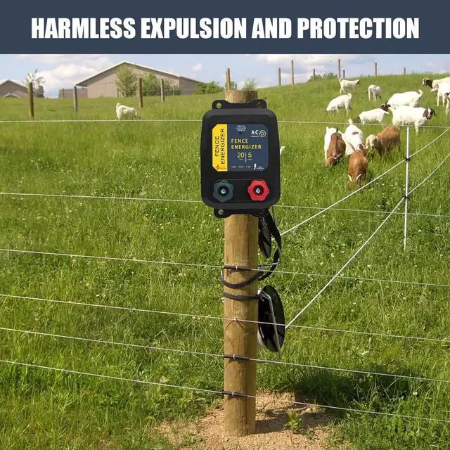 Alt view image 3 of 7 - Electric Fence Energizer 5 Miles/ 20 Acres AC Powered 120 Volt, Plug-in Electric Fence Charger Output 0.2 Joule for Preventing Raccoons, Livestock, Squirrels, Chicken Coops, Skunks intruding
