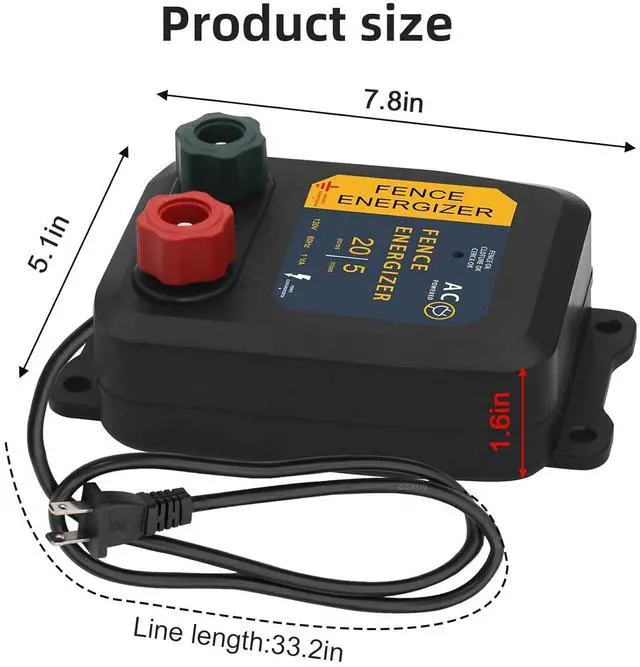 Alt view image 4 of 7 - PE5 Electric Fence Energizer 0.20 Joule,20 Acres,Livestock Fence Chargers for Containing Pets and Preventing Wild Animals Intruding