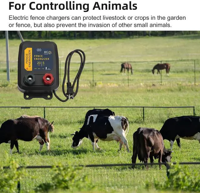 Alt view image 6 of 7 - PE5 Electric Fence Energizer 0.20 Joule,20 Acres,Livestock Fence Chargers for Containing Pets and Preventing Wild Animals Intruding