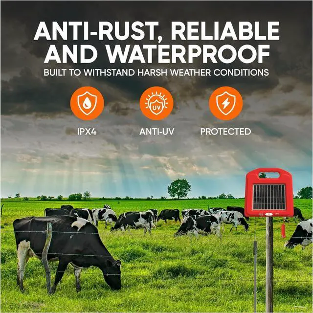 Alt view image 4 of 7 - Solar Electric Fence Charger 5 Mile - Solar Powered Energizer for Livestock - Low Impedance Solar Fencer Battery Powered