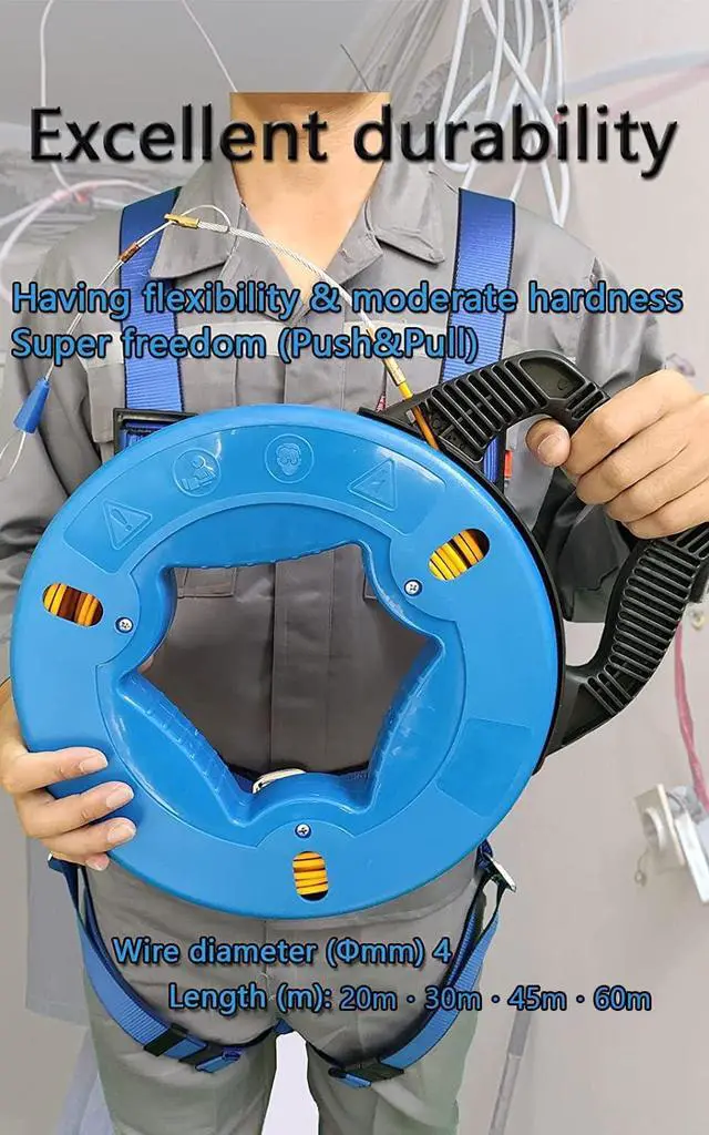 Alt view image 5 of 7 - Fish Tape Steel Wire Puller 1/6inch 200-Foot With a wire storage caseWire-through tool Twist-shaped wire for wiring,and incoming lines in the attic, etc Dual Range for Broad Application[4mm 200-Foot]