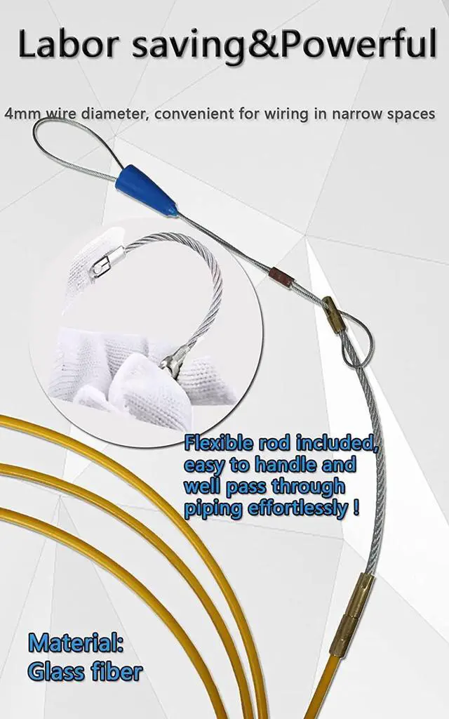 Alt view image 6 of 7 - Fish Tape Steel Wire Puller 1/6inch 200-Foot With a wire storage caseWire-through tool Twist-shaped wire for wiring,and incoming lines in the attic, etc Dual Range for Broad Application[4mm 200-Foot]