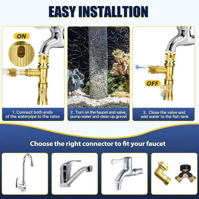 Alt view image 4 of 7 - Gravel Vacuum for Aquarium Water Changer Fish Tank Cleaning Tools, Siphon Universal Quick Pump Aquarium Water Changing (50ft)