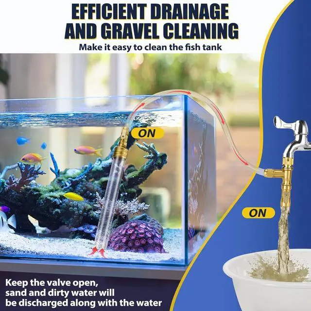 Alt view image 6 of 7 - Gravel Vacuum for Aquarium Water Changer Fish Tank Cleaning Tools, Siphon Universal Quick Pump Aquarium Water Changing (50ft)