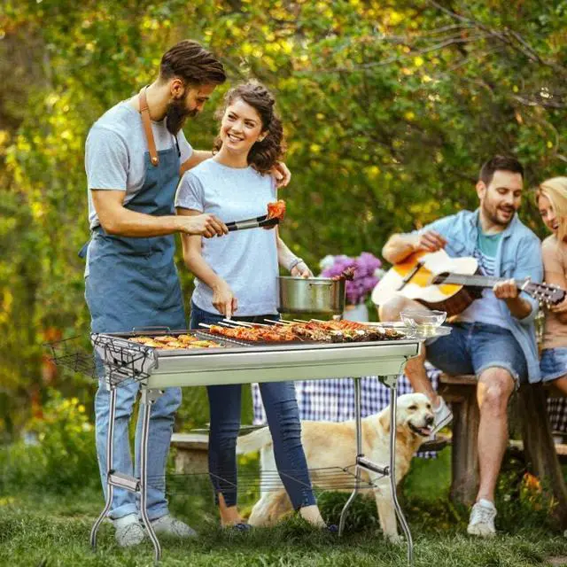 Alt view image 7 of 7 - Portable Charcoal Grill,Outdoor BBQ Grill for Christmas Picnic, Thanksgiving Family Gathering and Backyard becue,With Stora Bag & Non-Stick Frying Pan