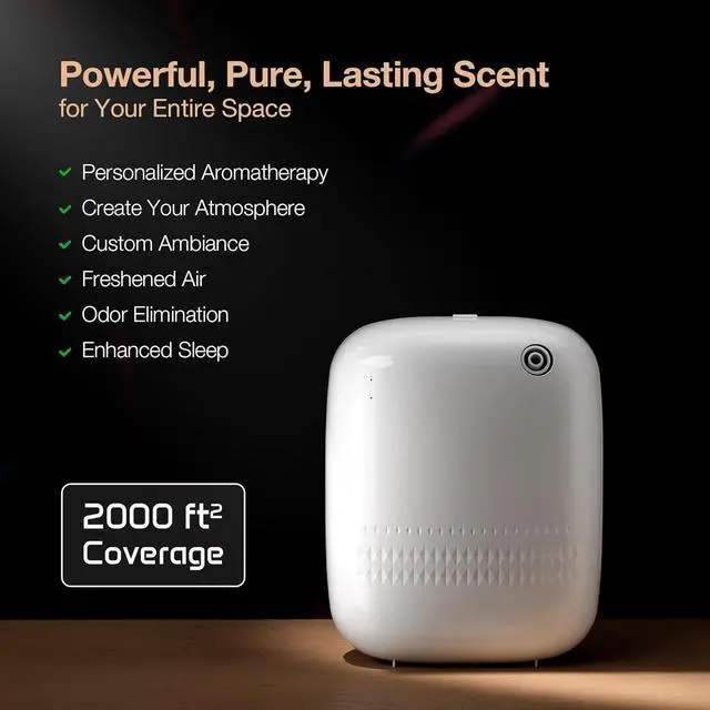 Alt view image 2 of 6 - Waterless Essential Oil Diffuser for Home and Commercial Use, Up to 2000 sq.ft. 400 mL Capacity, Aromatherapy Scent Diffuser for Lar Rooms, Smart Scent Air Machine, ANW-White