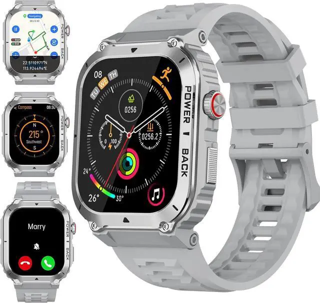 Main image of Military Smart Watch with GPS and Map(Answer/Make Call), Smartwatches with Health Monitor, Compass/Altitude/Air Pressure,100+ Sport Modes, Fitness Tracker for Android/iPhone (with GPS+Map, Gray)