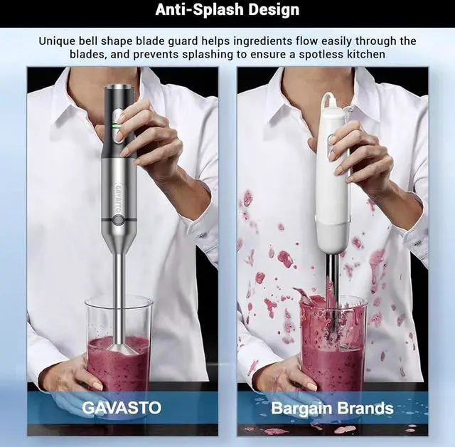 Alt view image 3 of 7 - Immersion Blender RPM 16000±10% Hand Blender,15 Speed and Turbo Mode Hand Mixer, 3-in-1 Heavy Duty Copper Motor Stainless Steel Smart Stick with Egg Beaters and Chopper