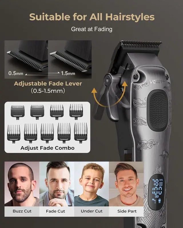 Alt view image 3 of 7 - Hair Clippers for Men Professional, Cordless Hair Clippers for Hair Cutting, Mens Clippers and Trimmers Set, Electric Hair Trimmer for Men with Packa Box