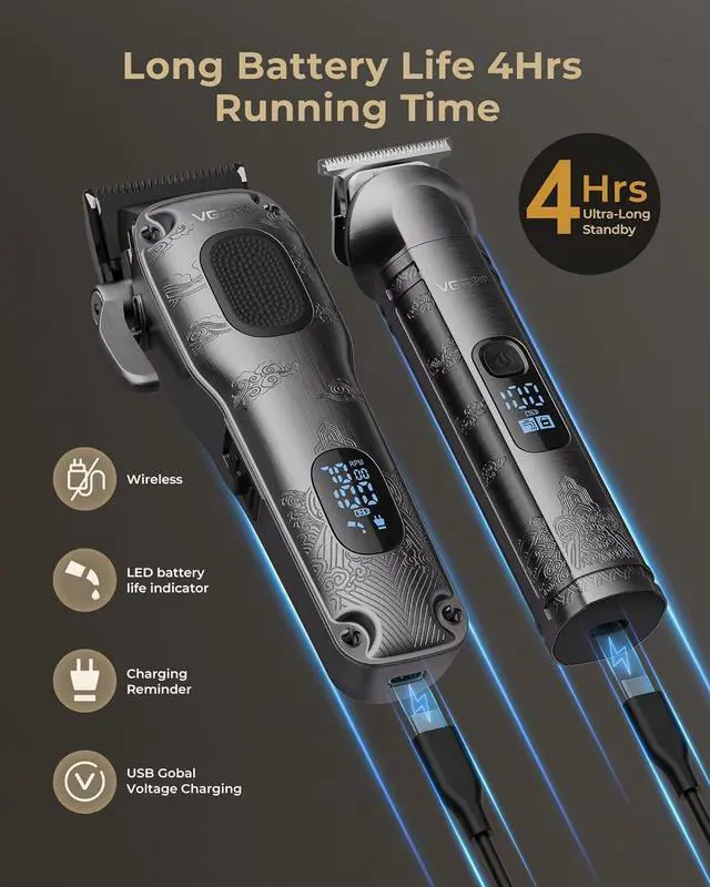 Alt view image 5 of 7 - Hair Clippers for Men Professional, Cordless Hair Clippers for Hair Cutting, Mens Clippers and Trimmers Set, Electric Hair Trimmer for Men with Packa Box