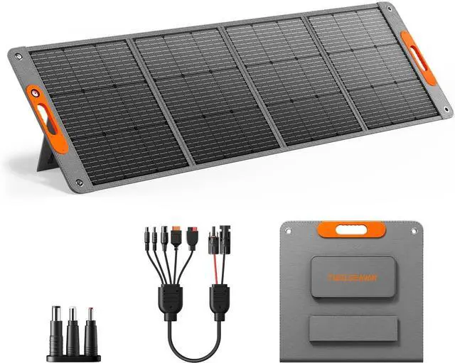 Main image of 200W Portable Solar Panel for Power Station, 24% High Efciency ETFE Foldable Solar Panel Charr, QC3.0, Type-C 60W, MC4 Output, IP65 Waterproof, for Outdoor Camping, RV, Emerncy Power Supply