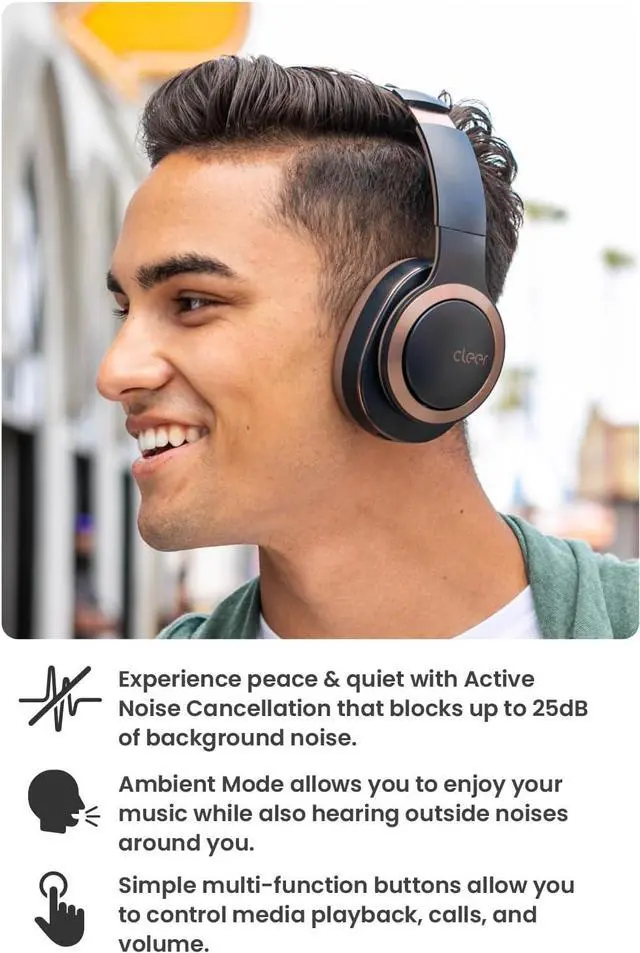 Alt view image 4 of 7 - Enduro ANC Noise Cancelling Over the Ear Bluetooth Headphones with Mic, 60 Hrs Playtime, Noise Canceling, Ambient EQ Modes, Hi-Res Audio, Deep Bass, Multi-Point Connect, Bluetooth 5.0, Dark Navy