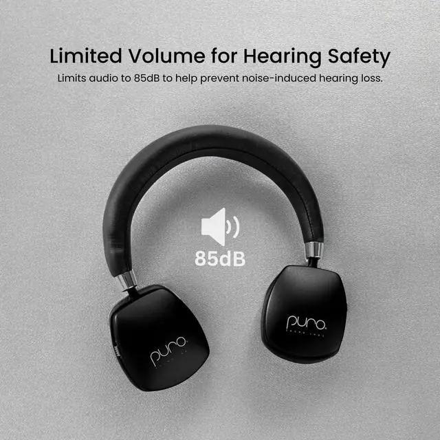 Alt view image 2 of 7 - PuroQuiet Plus Volume Limited On-Ear Active Noise Cancelling Bluetooth Headphones Lightweight Headphones for Kids with Built-in MicrophoneSafer Sound Studio-Grade Quality (Black)