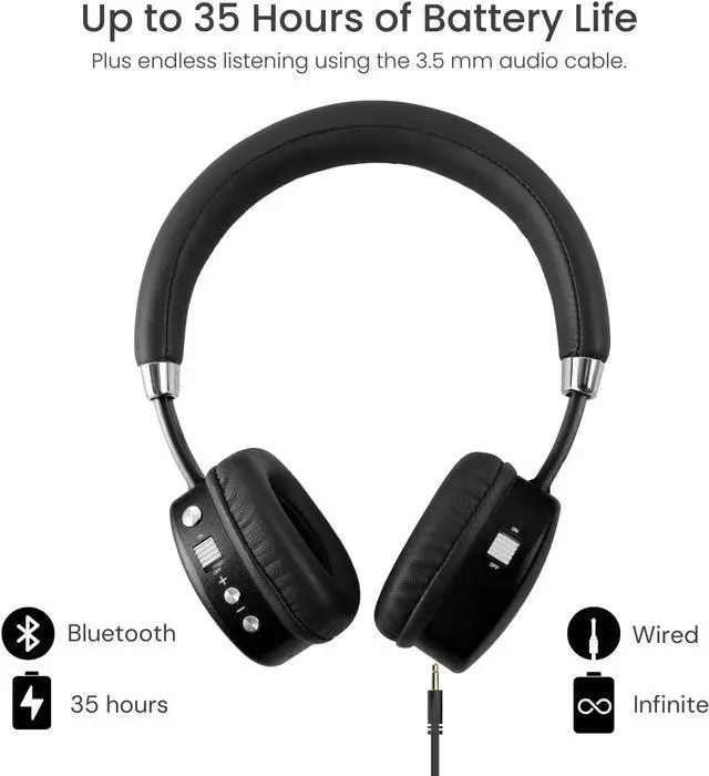 Alt view image 4 of 7 - PuroQuiet Plus Volume Limited On-Ear Active Noise Cancelling Bluetooth Headphones Lightweight Headphones for Kids with Built-in MicrophoneSafer Sound Studio-Grade Quality (Black)