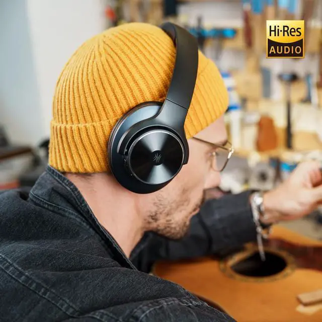 Alt view image 5 of 7 - A10 Hybrid Active Noise Cancelling Headphones, Hi-Res Audio, 50H Playtime with Speed Char, Travel Case, Wireless/Wired, Built-in Mic, Bluetooth Over Ear Headphones for Work Travel