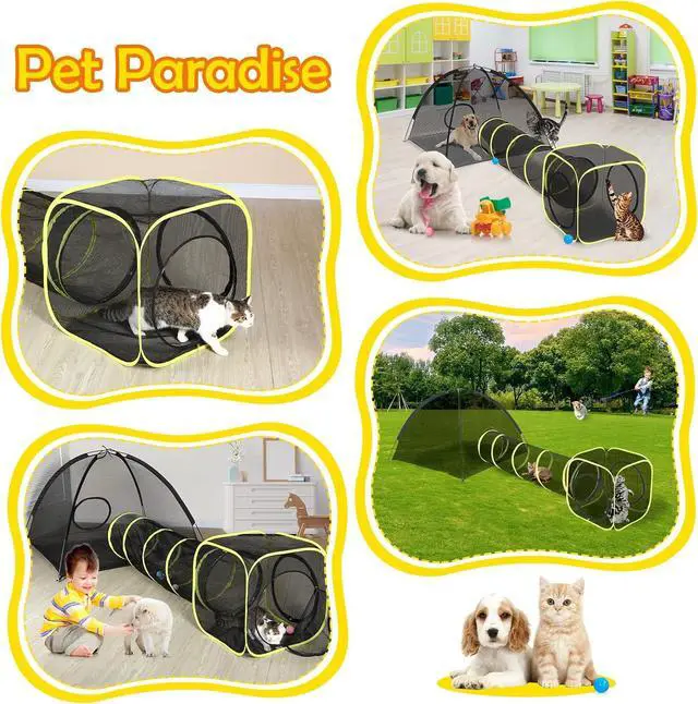 Alt view image 3 of 7 - Outdoor Cat Enclosures for Indoor, Portable Mesh Tent, Outdoor pet Tunnel, Cat Playhouse with Adjustable Cat Harness and Leash for Wal, Colorful Tease Ball for Small Animals