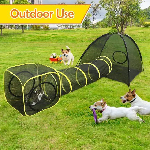 Alt view image 4 of 7 - Outdoor Cat Enclosures for Indoor, Portable Mesh Tent, Outdoor pet Tunnel, Cat Playhouse with Adjustable Cat Harness and Leash for Wal, Colorful Tease Ball for Small Animals