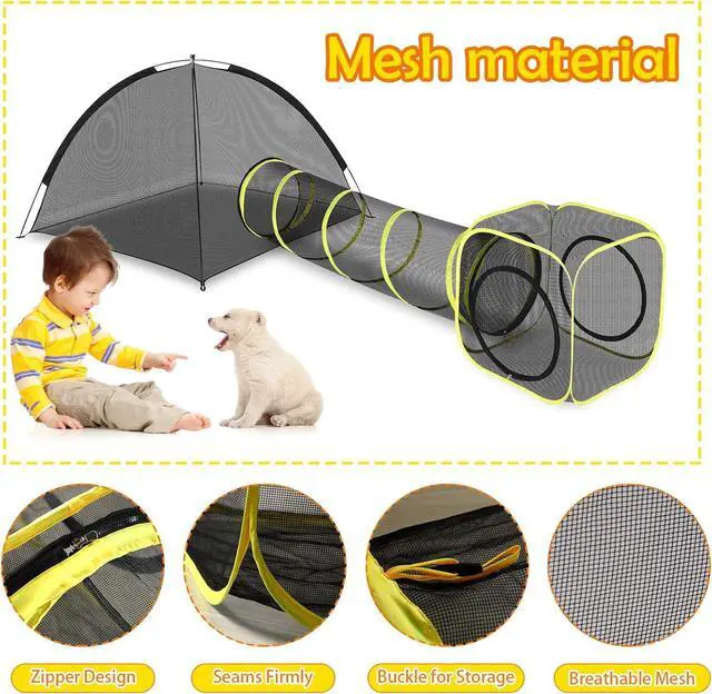 Alt view image 6 of 7 - Outdoor Cat Enclosures for Indoor, Portable Mesh Tent, Outdoor pet Tunnel, Cat Playhouse with Adjustable Cat Harness and Leash for Wal, Colorful Tease Ball for Small Animals