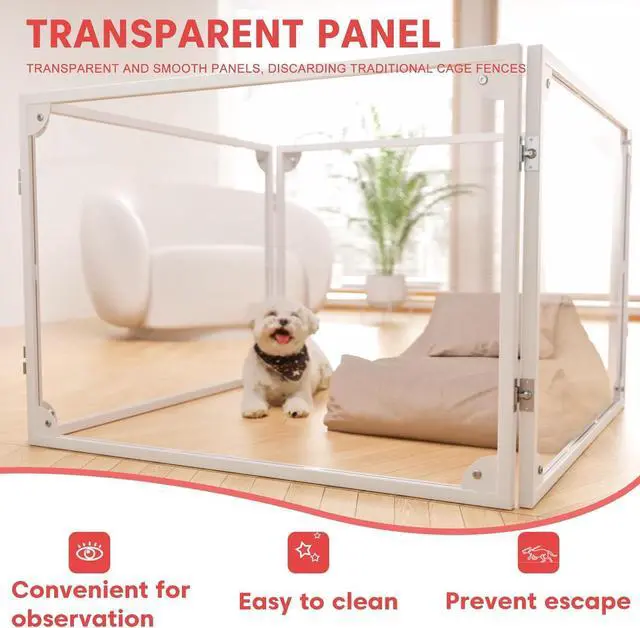Alt view image 2 of 6 - Acrylic Dog Playpen Dog Playpen Indoor Puppy Pen Pets Fence Puppies Ca10 Panels for Puppies Dog Play Pens for Dogs Indoor (4)