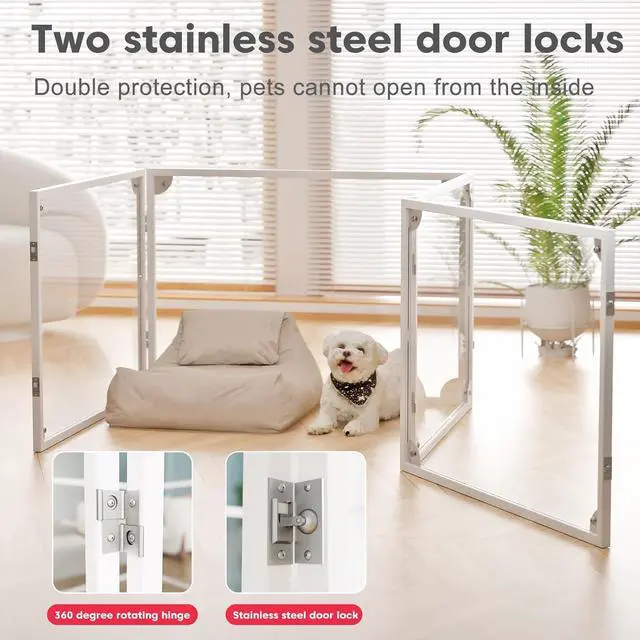 Alt view image 3 of 6 - Acrylic Dog Playpen Dog Playpen Indoor Puppy Pen Pets Fence Puppies Ca10 Panels for Puppies Dog Play Pens for Dogs Indoor (4)