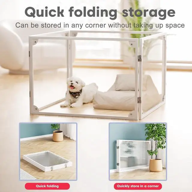 Alt view image 4 of 6 - Acrylic Dog Playpen Dog Playpen Indoor Puppy Pen Pets Fence Puppies Ca10 Panels for Puppies Dog Play Pens for Dogs Indoor (4)