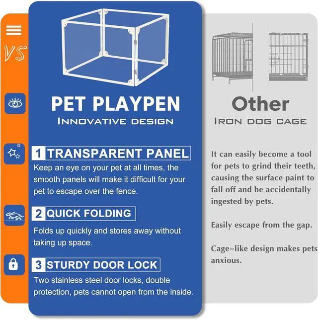 Alt view image 6 of 6 - Acrylic Dog Playpen Dog Playpen Indoor Puppy Pen Pets Fence Puppies Ca10 Panels for Puppies Dog Play Pens for Dogs Indoor (4)