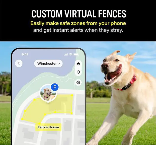 Alt view image 3 of 7 - Series 3 Smart Dog Collar - GPS Dog Tracker and Activity & Health Monitor, Waterproof, LED Light, Escape Alerts, Nationwide Covera [Free 1 Year Membership] (Pink, Medium)