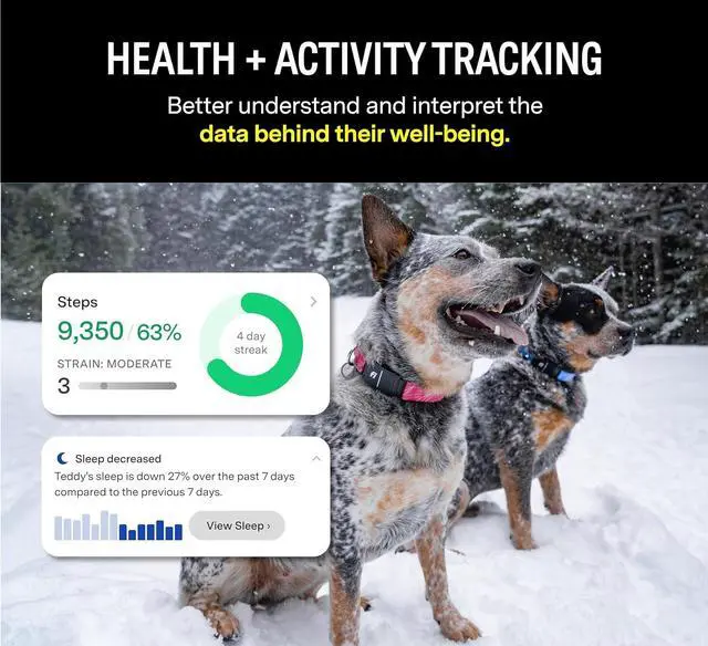 Alt view image 4 of 7 - Series 3 Smart Dog Collar - GPS Dog Tracker and Activity & Health Monitor, Waterproof, LED Light, Escape Alerts, Nationwide Covera [Free 1 Year Membership] (Pink, Medium)