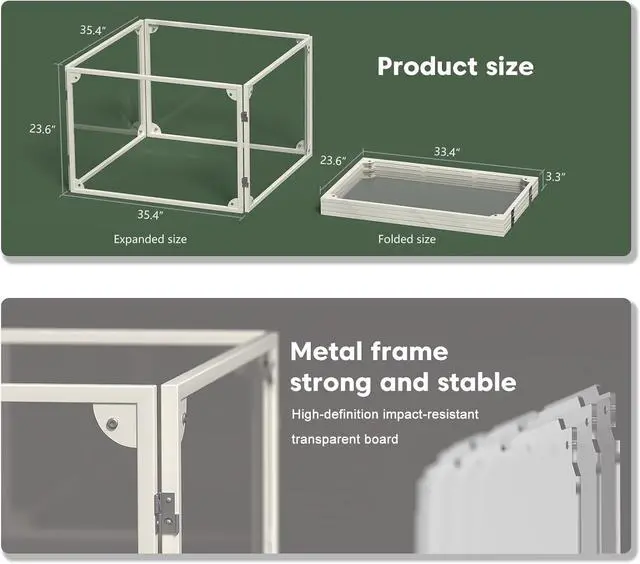 Alt view image 5 of 6 - Acrylic Dog Playpen Dog Playpen Indoor Puppy Pen Pets Fence Puppies Ca10 Panels for Puppies Dog Play Pens for Dogs Indoor (4)