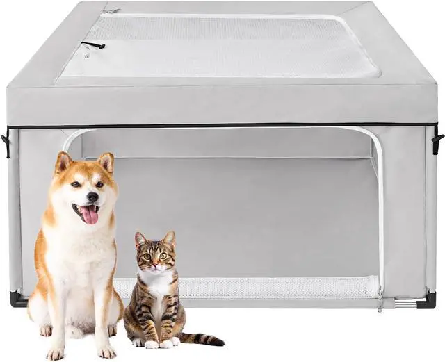 Main image of 42x42x26 Inches Puppy Playpen for Dogs & Cats Indoor or Outdoor - Dog Play Pen with Door, Dog Fence for Small Pets with Heavy-Duty Oxford & Steel Frame, with Cover