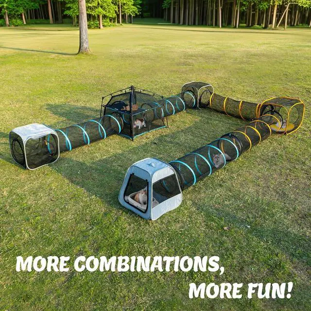 Alt view image 5 of 7 - Lar Catio Outdoor Cat Enclosure,2 Tier Cat Tent, Spacious, Sturdy Outdoor Catio,Portable and Foldable Playpen Play Tents for Cats Kitten and Small Animals,Two Doors Design(Patented)